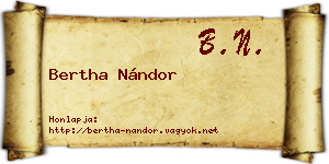 Bertha Nándor névjegykártya